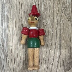 Vintage Wooden Pinocchio Christmas Ornament Jointed Stretch